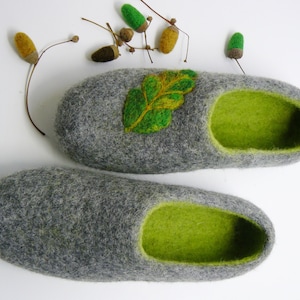 Felted slippers. Ecological wool slippers. Hand-made home shoes