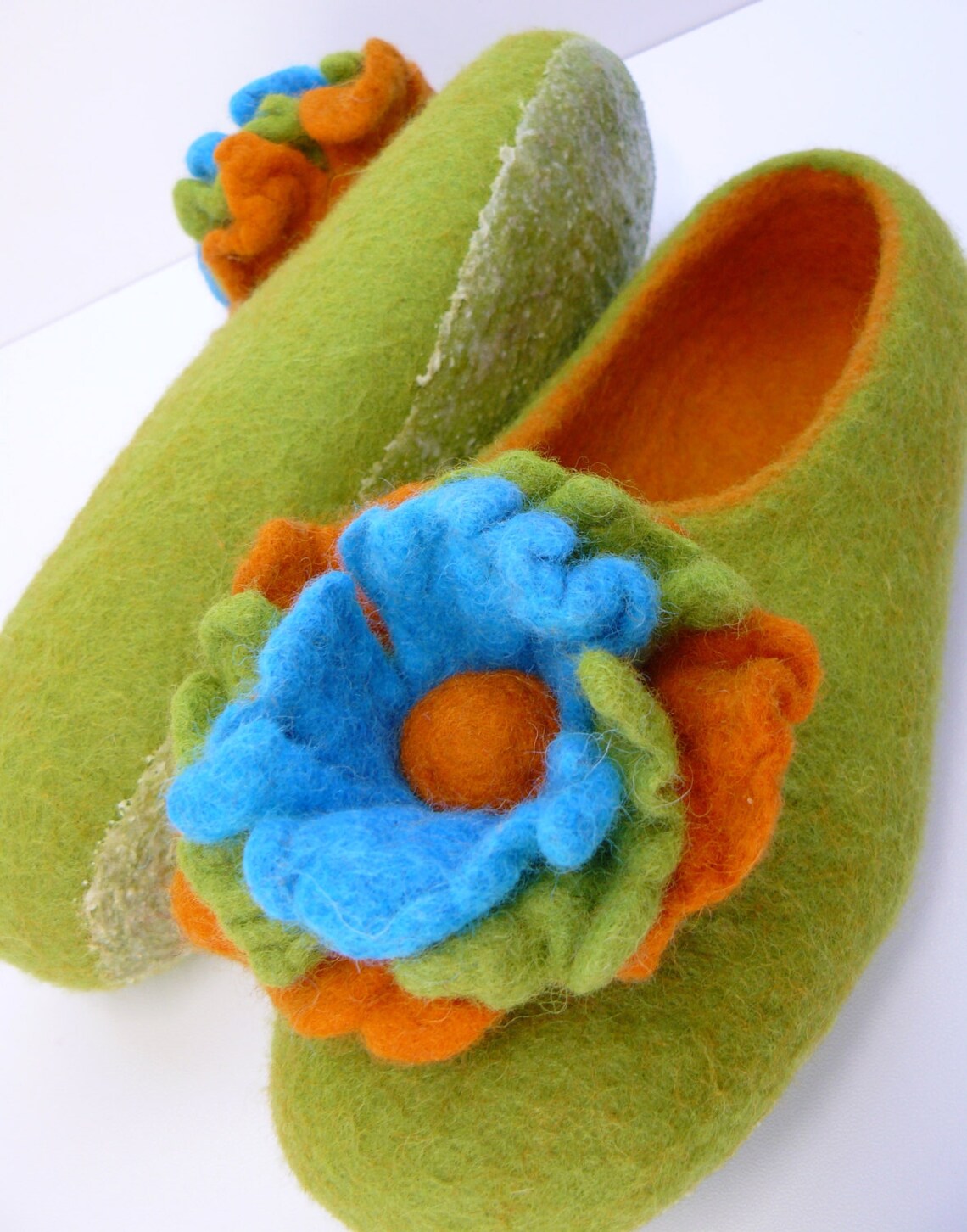 Womens Felted Wool Slippers Handmade Felted Slippers Etsy