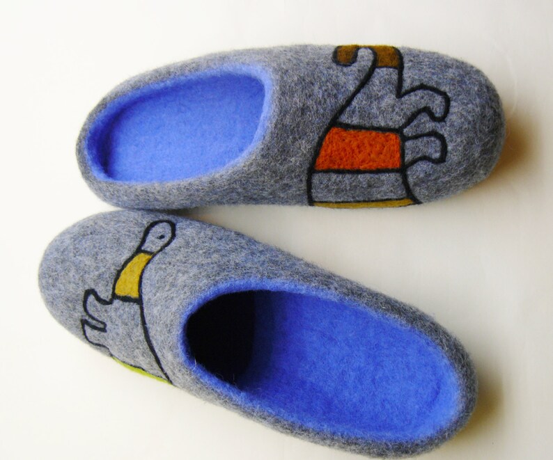 Handmade Felted Slippers. Non Slippery Sole. MEN Slippers. Etsy
