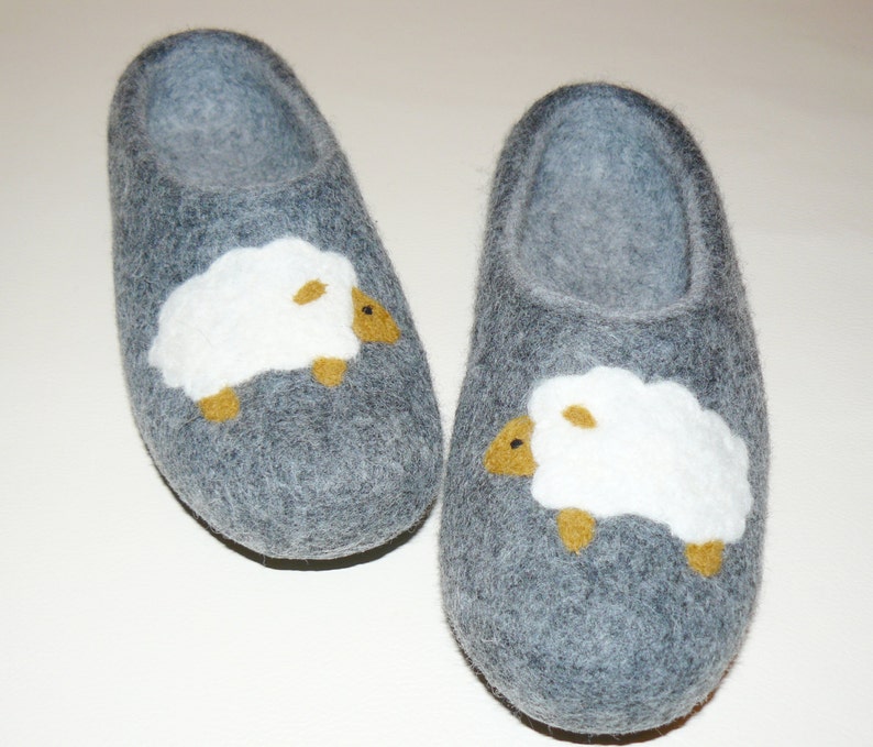 Wool Slippers. Handmade Felted Slippers. Non Slippery Sole. Etsy