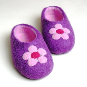 Handmade felted slippers.  Non slippery sole.