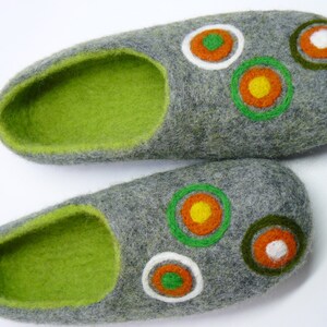 Handmade felted slippers.  Non slippery sole