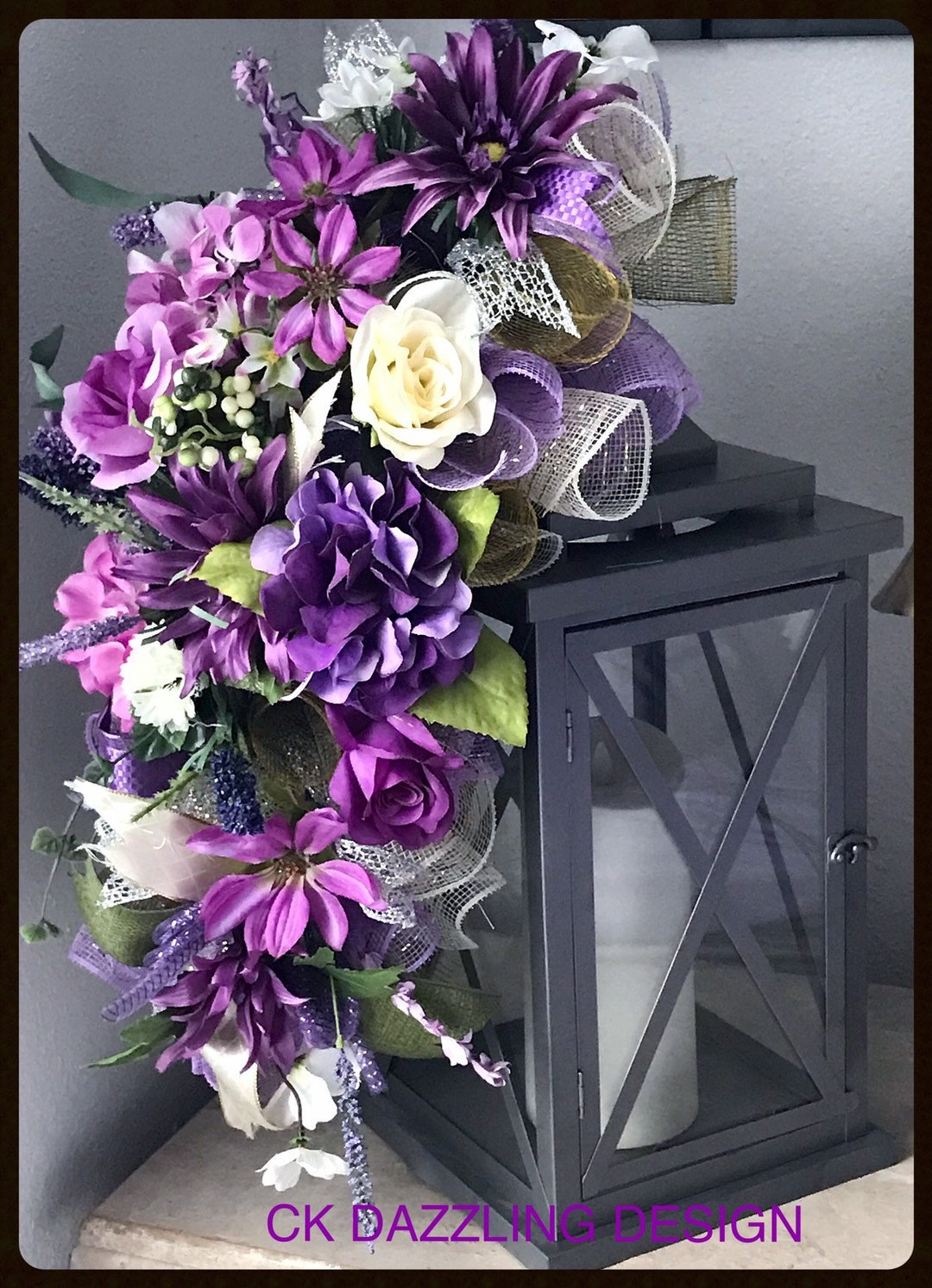 18 Lavender Floral Lantern Arrangement/lantern Not - Etsy