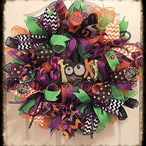 Happy Halloween Deco Mesh Wreath/halloween Wreath/orange and - Etsy