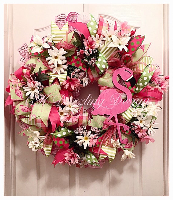 Pink Flamingo Deco Mesh Wreath/flamingo Wreath/pink Flamingo Wreath/pink Wreath