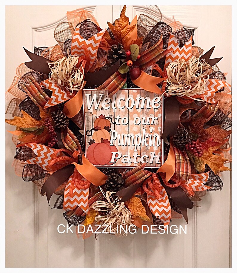 Welcome Pumpkin Patch Deco Mesh Wreath/fall Wreath/autumn Wreath ...