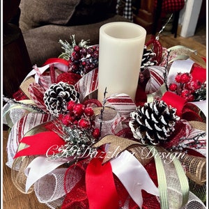 20&quot; Elegant Christmas Candle Centerpiece Arrangment(candle not included)/Christmas Centerpiece/Christmas arrangement