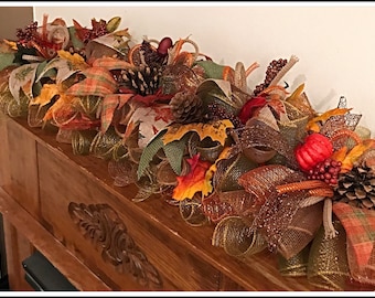 36" Fall Garland Deco Mesh Arrangement/Fall Arrangement/Fall Pinecone Centerpiece/Fall Centerpiece/Fall Garland Arrangement/Pinecone Centerp