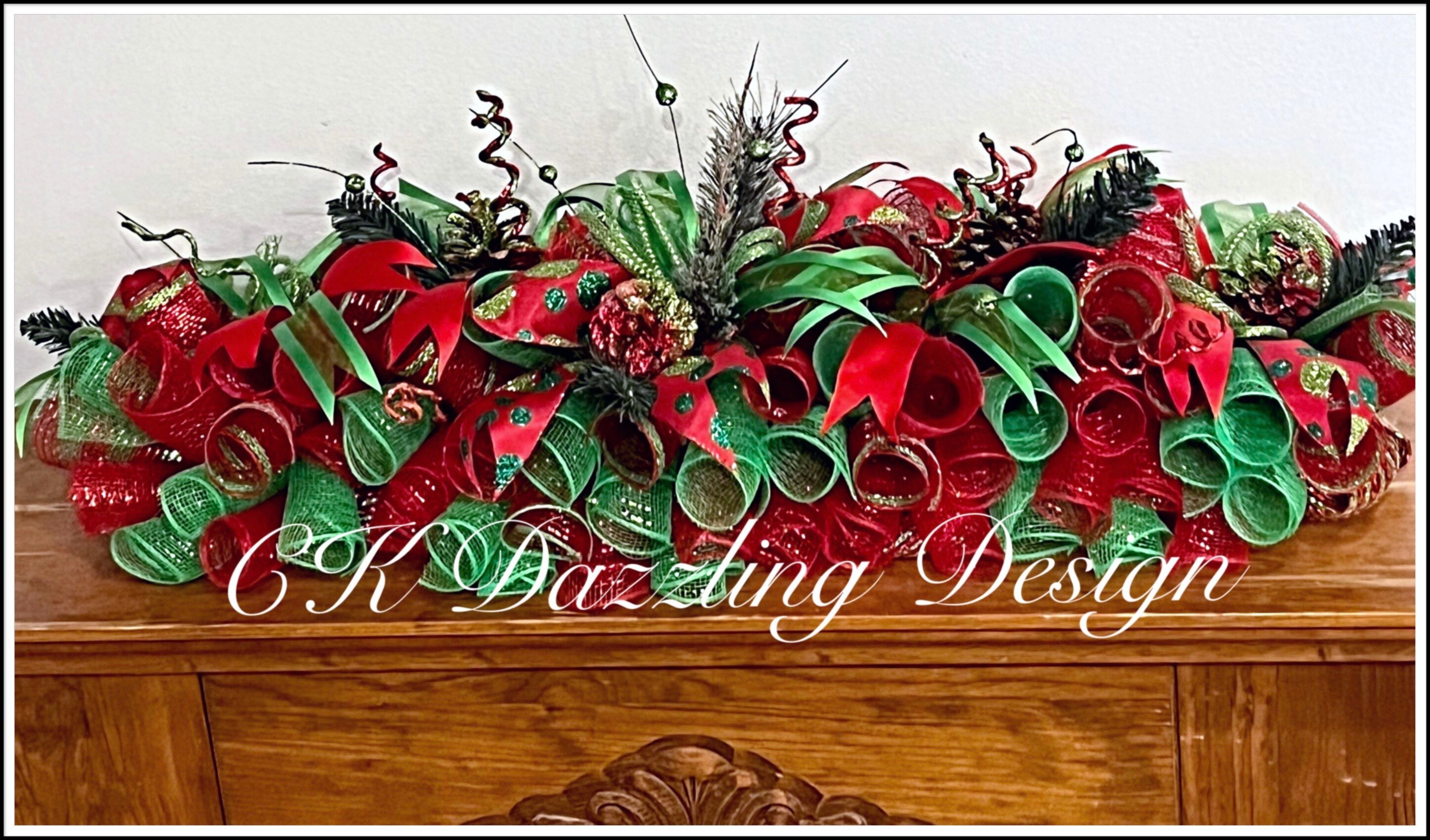 32 Christmas Deco Mesh Centerpiece/christmas Fireplace - Etsy