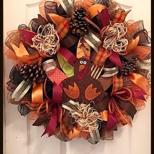 Thanksgiving Turkey Deco Mesh Wreath/Turkey Deco Mesh Wreath/Turkey Wreath/Fall Wreath/Thanksgiving Wreath