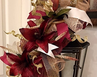15" Lanturn Lily Burgundy Swag(lantern not included )Burgundy Lily Swag/Lantern Swag/Lily Lanturn Swag