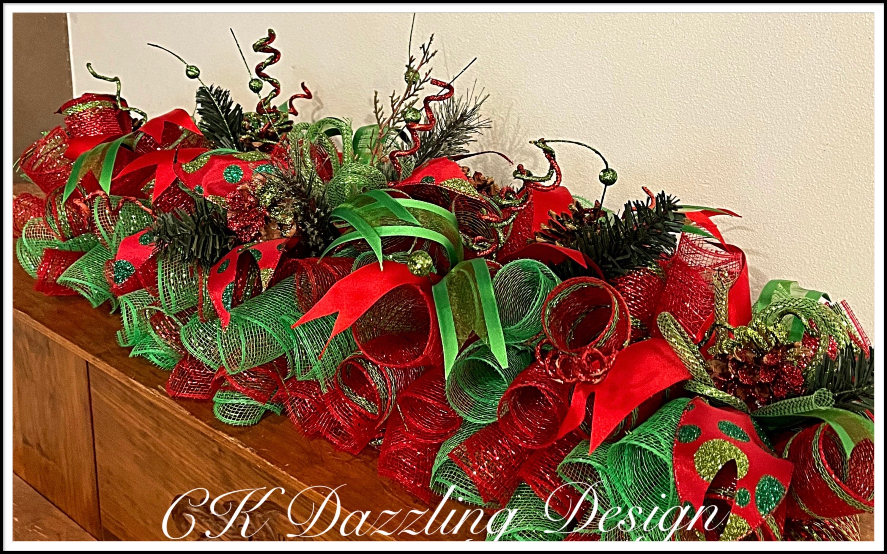 32 Christmas Deco Mesh Centerpiece/christmas Fireplace - Etsy