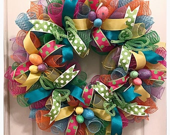 Easter Egg Spring Deco Mesh Wreath/Easter Wreath/Spring Wreath/Easter Egg Wreath/Spring Easter Wreath