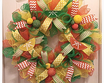 Citrus Orange Lemon and Lime Deco Mesh Wreath/Summer Deco Mesh Wreath/Lemon and Lime Wreath/Citrus Wreath/Everyday Wreath