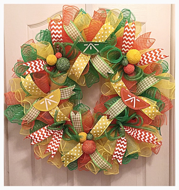 Spring Deco Mesh Wreath Everyday Deco Mesh Wreath Fruit Wreath Summer Deco Mesh Wreath Sweet Tea Wreath Lemon Wreath