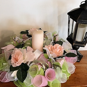 20&quot; Elegant Soft Pink Rose Candle Arrangement(candle not included)Rose Candle Arrangement/Candle Arrangement