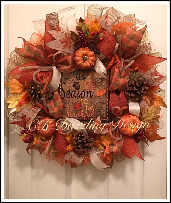Couronne D'automne Pour Porte D'entrée - 45 Cm - Citrouilles Artificielles - Déco Halloween