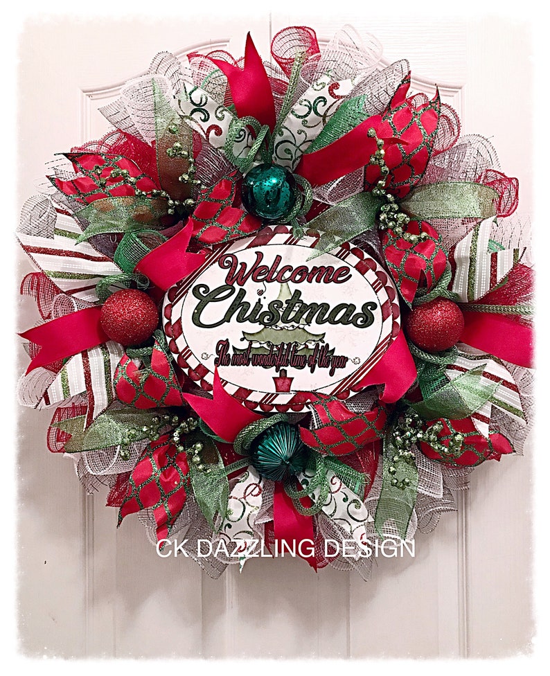 Welcome Christmas the Happiest Time of the Year Deco Mesh - Etsy