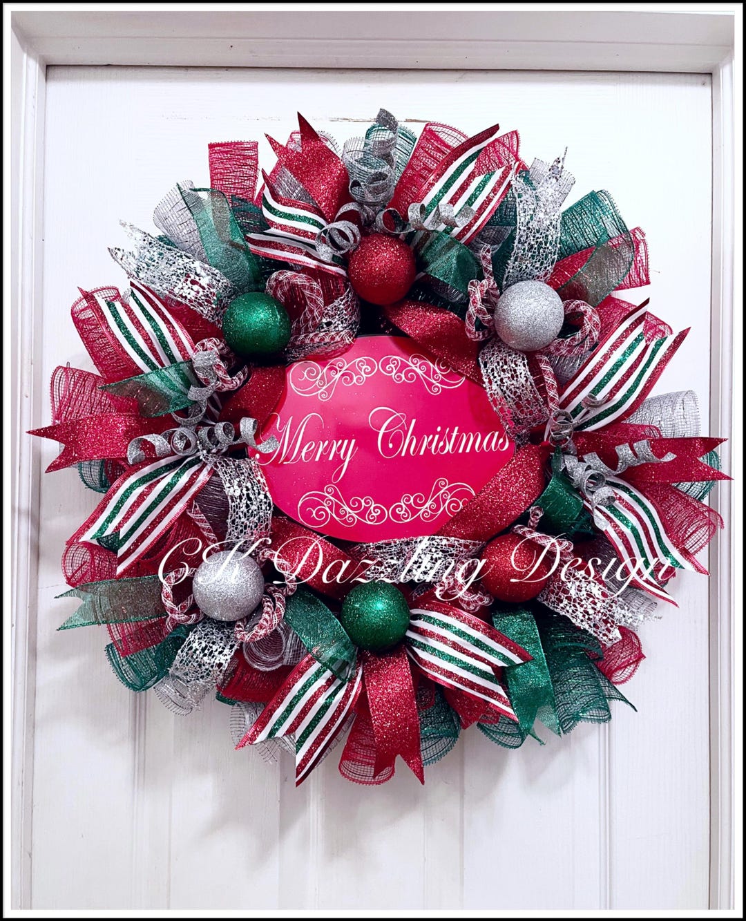 Candy Striped Merry Christmas Deco Mesh Wreath/christmas Wreath/merry ...