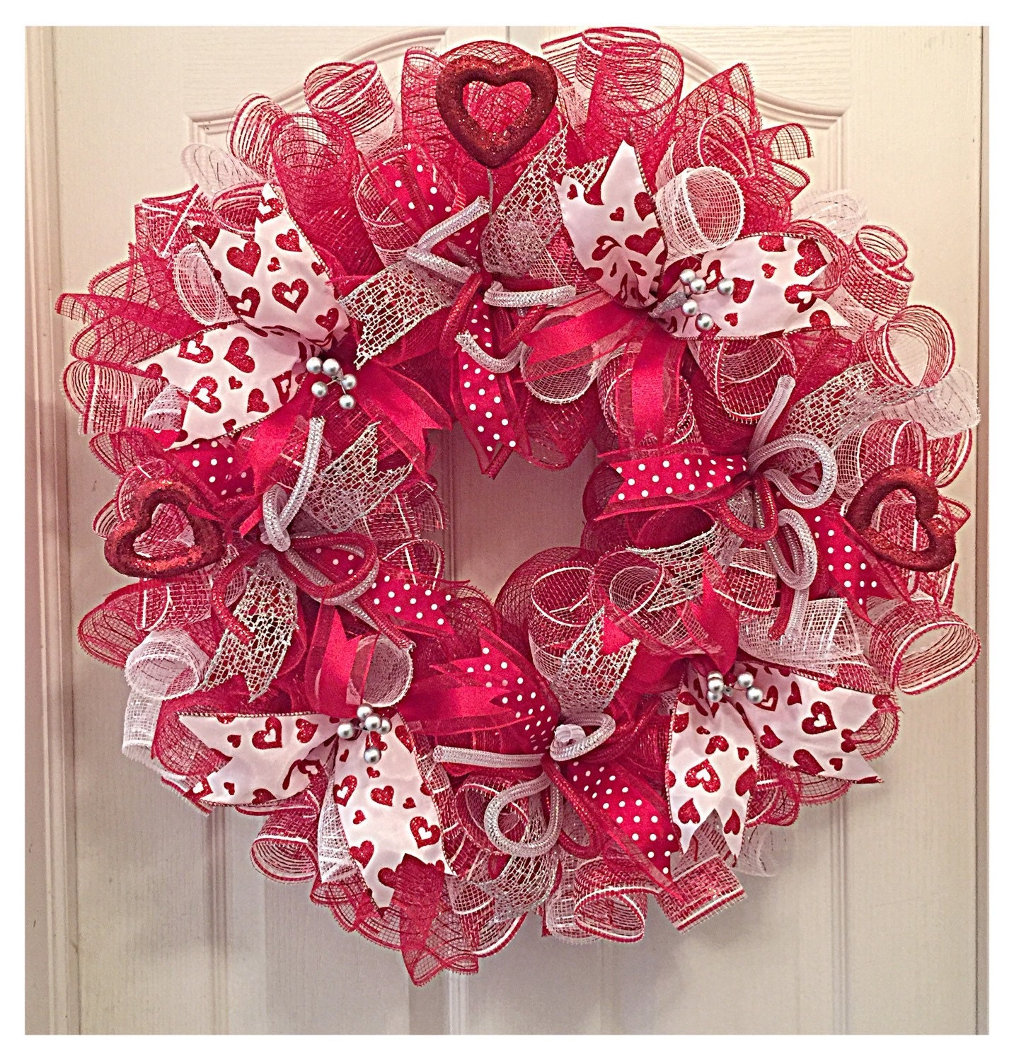 Valentine's Deco Mesh Heart Shaped Wreath - 12in