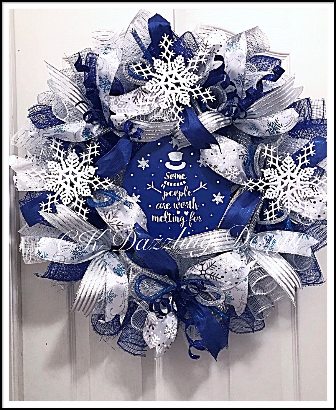 Snowman Deco Mesh Wreath/snowman Snowflake Wreath/christmas Wreath ...