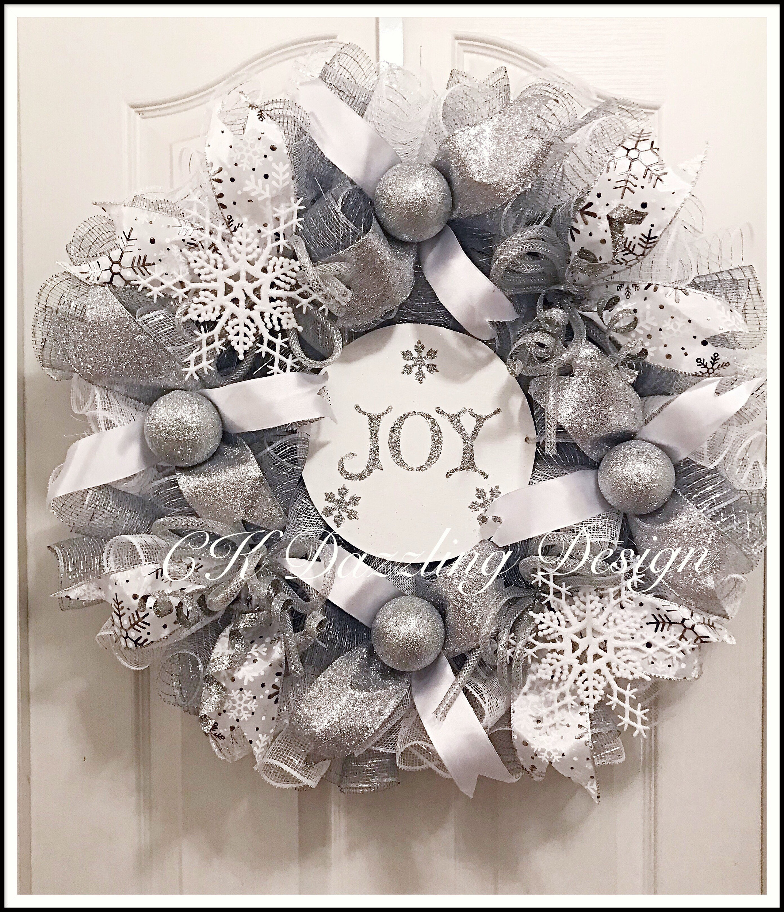 Winter Wonderland Deco Mesh Wreath/christmas Wreath/snowflake - Etsy