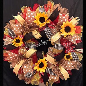 Summer Sunflower Deco Mesh Wreath/Sunflower Wreath/Summer Wreath/Spring Wreath