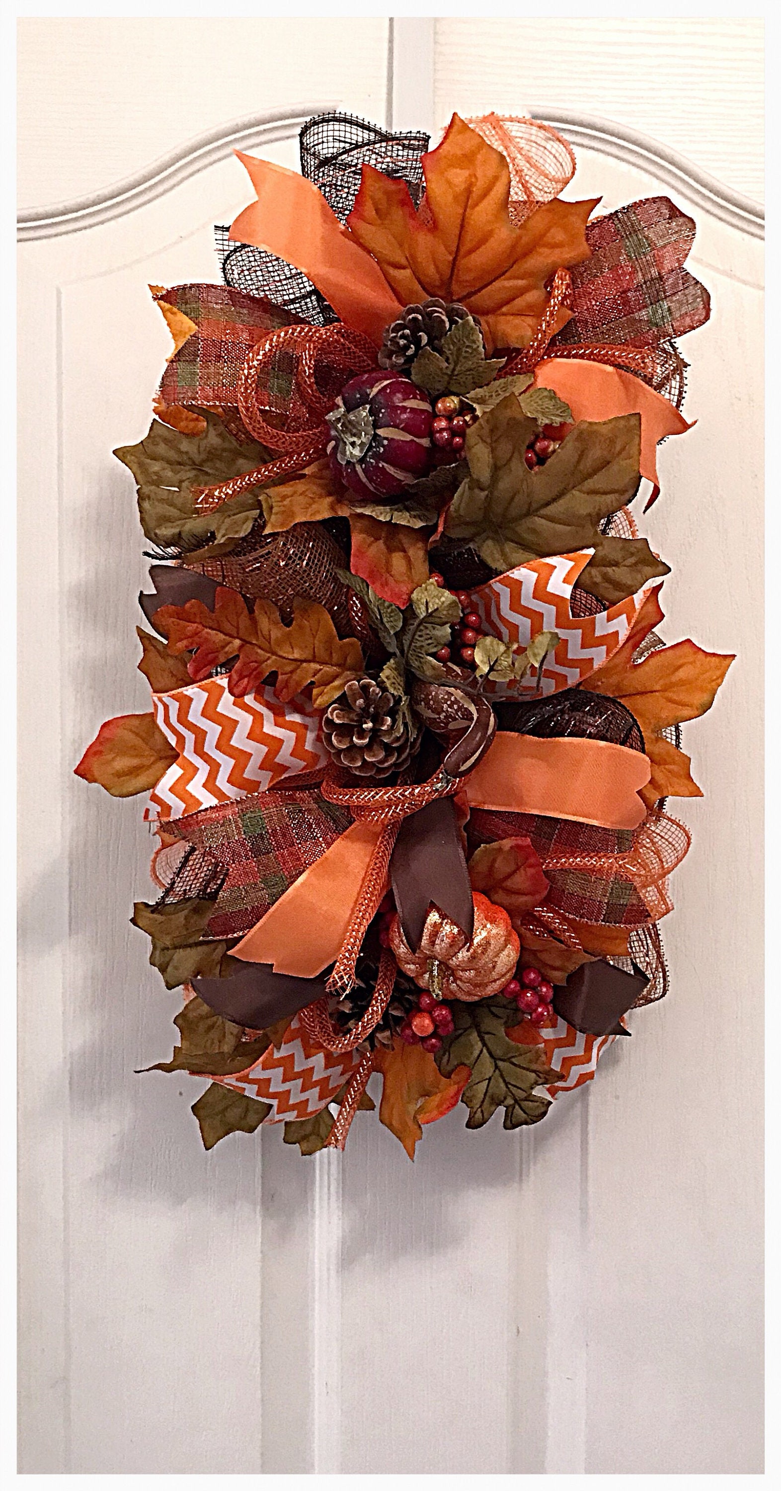 15 Fall Deco Mesh Swag/fall Arrangement/pinecone Etsy