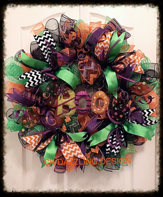 Halloween BOO Deco Mesh Wreath/Halloween Wreath/Halloween Bat | Etsy