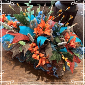 15” Turquoise and Terra-Cotta Southwest arrangement/turquoise, terra-cotta arrangement/southwest arrangement
