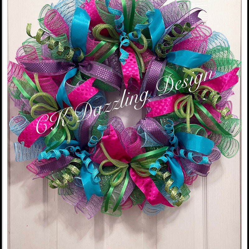 Teal and Pink Wreath - Etsy