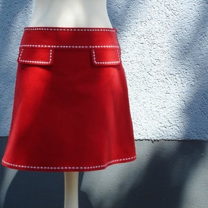 Skirt, Cordrock COWGIRL red with embroidery in white