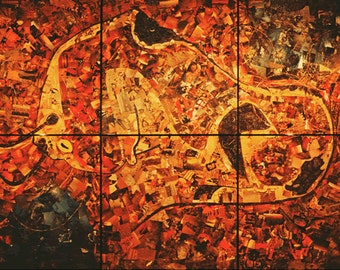 AWAKENING, collage, 2002, 144" x 96", on 6 panels