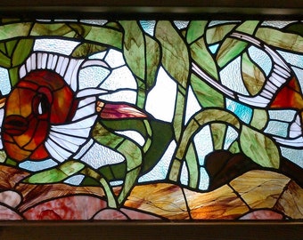 SOLD OUT, stained glass window panel fish on the bottom of the sea, you can order similar contact for details.