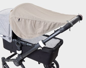 Sun shade stroller, muslin, UV protection, sun shade muslin, buggy, beige, muslin, Liebes von Priebes, JOHANNA