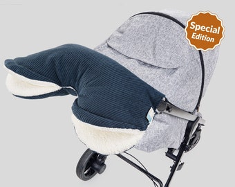 Handwärmer, Muff, Kinderwagen, Buggy, Fahrradanhänger, Kinderwagenmuff, Handmuff, MIRA CORD tanne, Liebes von Priebes