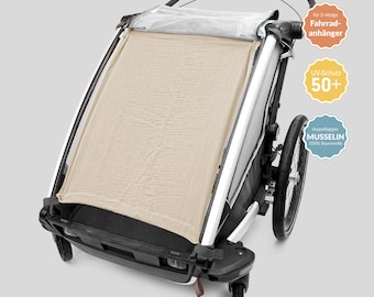 Bicycle trailer sun canopy muslin UV 50+ sun shade, (THULE Cross, Coozer keeke, HAUK dryk) 2-seater, sun shade, Sören, beige