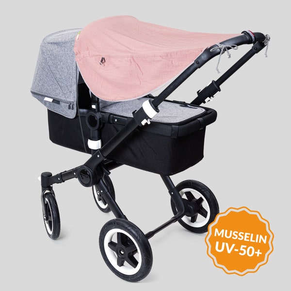 Sonnensegel Kinderwagen, Musselin,  UV Schutz, Sonnensegel musselin, Buggy, Liebes von Priebes, JOHANNA, musselin altrosé