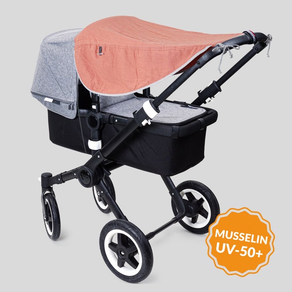 Sonnensegel Kinderwagen, Musselin,  UV Schutz, Sonnensegel musselin, Buggy, Liebes von Priebes, JOHANNA, musselin terracotta