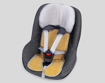 Sitzauflage für Baby,  maxi cosi Bezug, Ersatzbezug, Wendeauflage, Autositzauflage, 9 - 18 kg, TOM, mini dots ocre