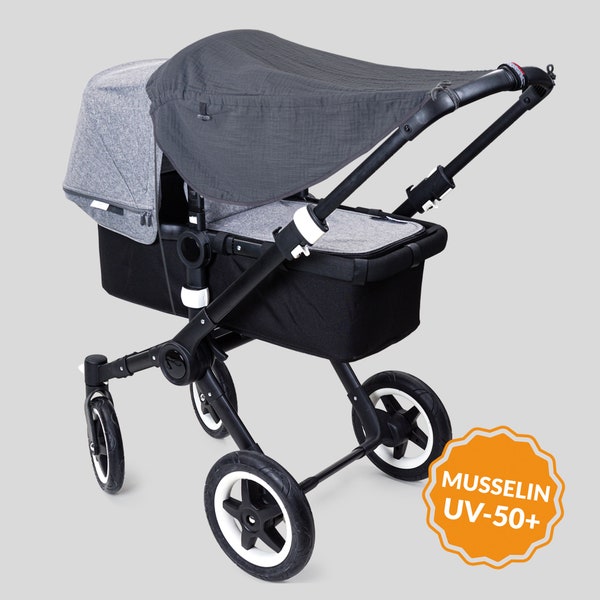 Sonnensegel Kinderwagen, Musselin,  UV Schutz, Sonnensegel musselin, Buggy, Liebes von Priebes, JOHANNA, musselin graphit