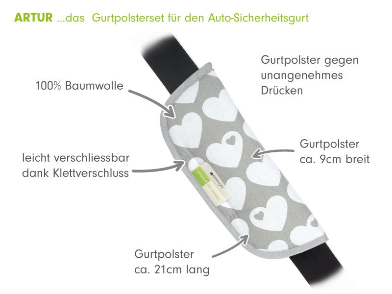 Priebes Artur Gurtpolster für den Auto-Sicherheitsgurt mit Klettverschluss 22 cm 
