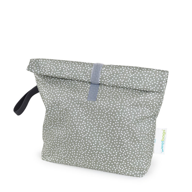 ROLLUP WETBAGS®, M, Love from Priebes, WETBAG, diaper bag, change of clothes bag, wet bag, water-repellent, mini dots sage image 5