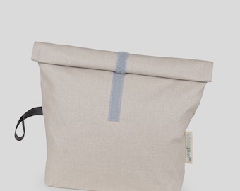 ROLLUP WETBAGS®, Liebes von Priebes, WETBAG, Windeltasche, Wechselkleidung Beutel, Nasstasche, wasserabweisend, Canvas beige (M + S)