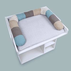 Wickeltischumrandung, Wickelkommodenbegrenzung KALLE patchwork mint, taupe Bild 3