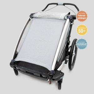 Fahrradanhänger Sonnenverdeck Musselin UV 50+Sonnensegel, (THULE Cross, Coozer keeke, HAUK dryk) 2-Sitzer, Sonnensegel, Sören, musselin grau