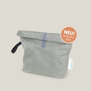 ROLLUP WETBAGS®, M, Love from Priebes, WETBAG, diaper bag, change of clothes bag, wet bag, water-repellent, mini dots sage
