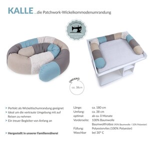 Wickeltischumrandung, Wickelkommodenbegrenzung KALLE patchwork mint, taupe Bild 2