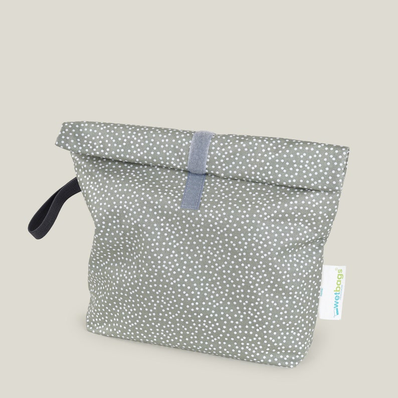 ROLLUP WETBAGS®, M, Love from Priebes, WETBAG, diaper bag, change of clothes bag, wet bag, water-repellent, mini dots sage image 2