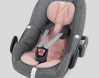 Sitzauflage für Autositz, Funktionssitzauflage, Baby, Kind, Ersatzbezug, Wendeauflage, Autositzauflage, Babyschale, COOLAIR 0, waffel rosè